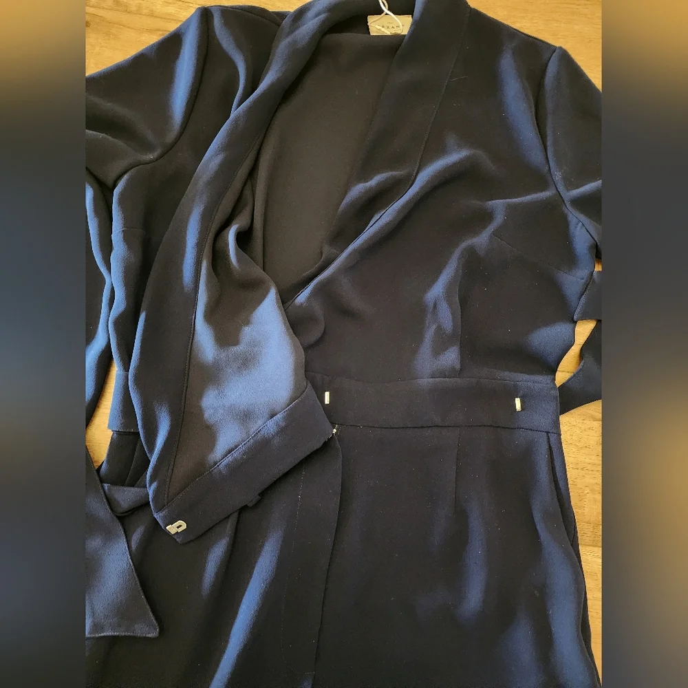 NWT Sezane Heaven Marine Jumpsuit Wrap Front Belted US 10 UK 14 Lightweight - Picture 7 of 14